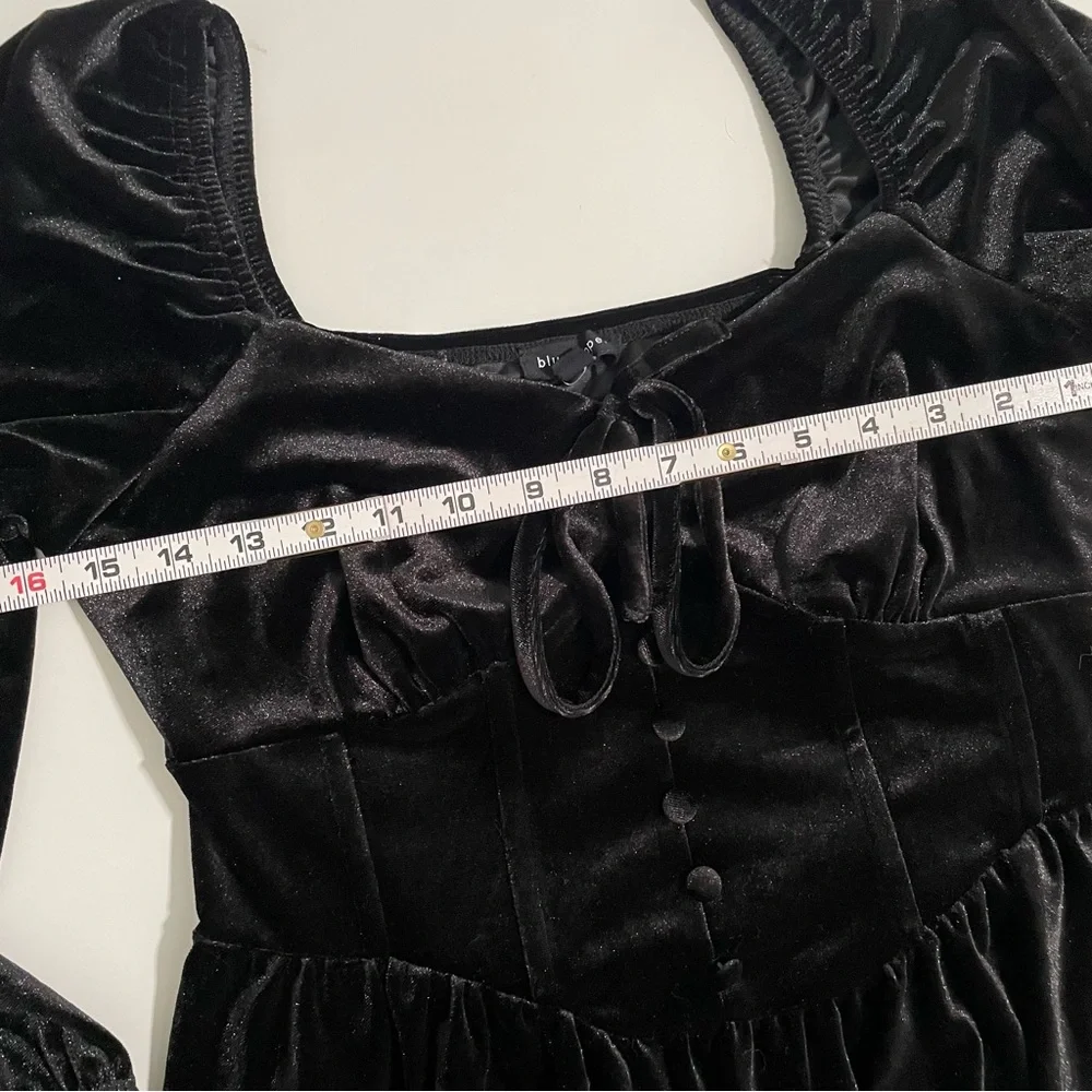 Black Velvet Bustier Babydoll Dress Regency Square Neck Blu Pepper Medium